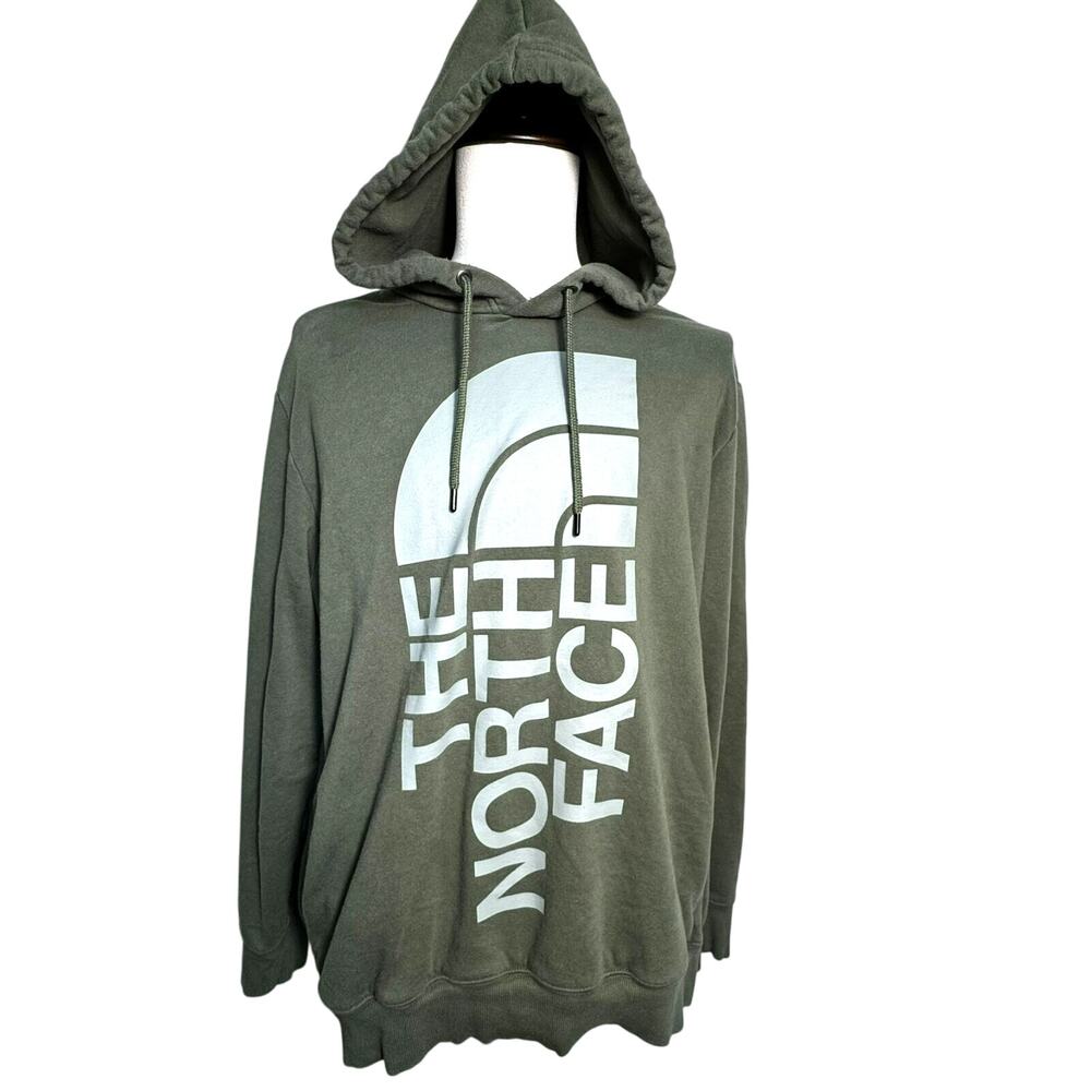 THE NORTH FACE Mens XL Green Pullover Sweatshirt Hoodie Sideways Logo Athleisure